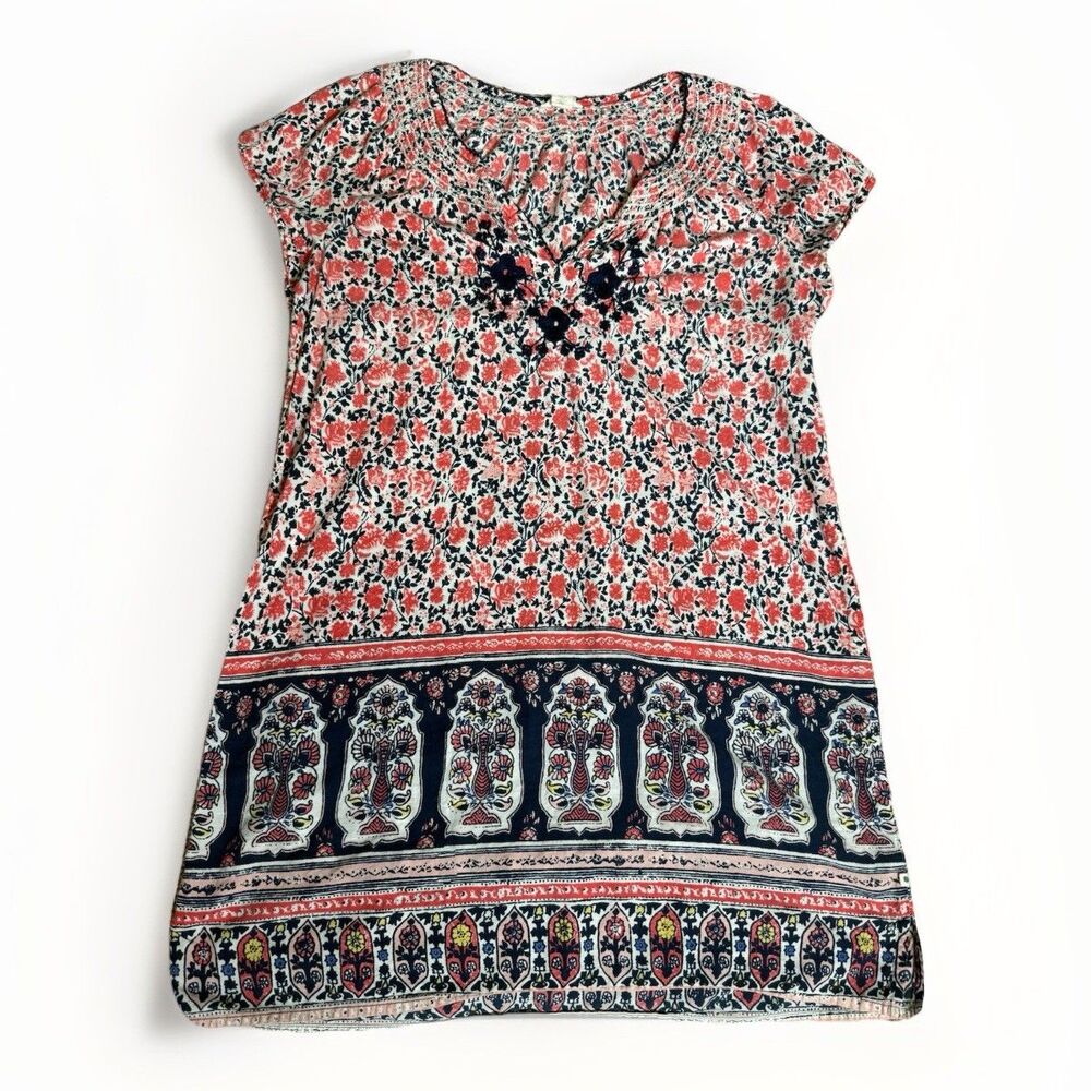 Lucky Brand Embroidered Split Neck Tunic Pool Coverup Women’s Size Large